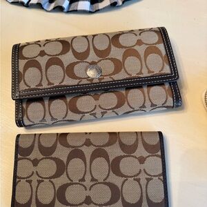 Coach Tan and Brown Signature Wallet